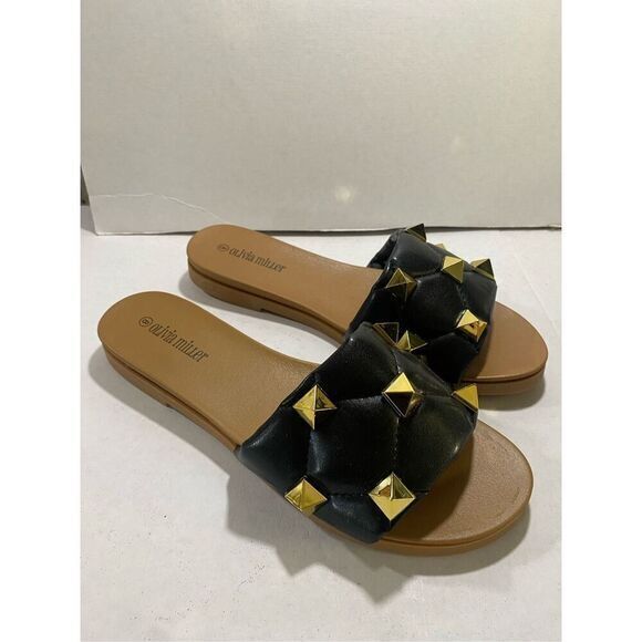 New Olivia Miller black and gold‎ skylar slide size 8 - Picture 1 of 5